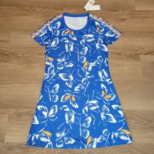 Adidas x FARM Rio Print Butterfly Dress Small Blue/White EI4825 New